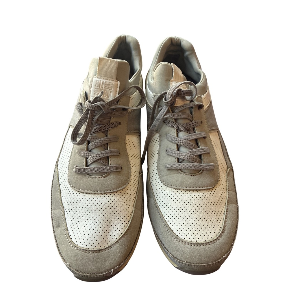 Steve Madden Mens P-Mylar Grey Cream Perforated Low Top Sneakers Size 10M
